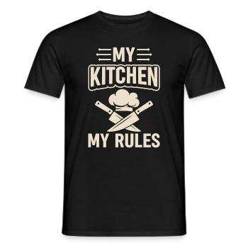 My Kitchen My Rules Cooking Hat And Knives Chef Ki - Männer T-Shirt - Schwarz - Vorne - AI Model Male 178 light (178cm)
