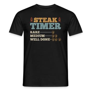 Steak Timer Rare Medium Well Done Beer Drinking & - Men's T-Shirt - black - Front - AI Model Male 178 light (178cm)