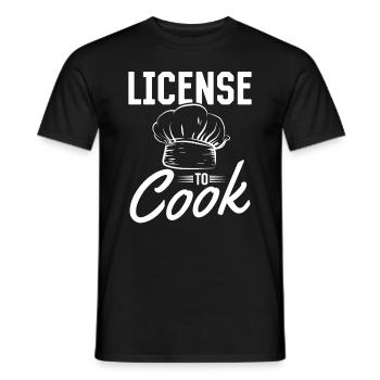 License To Cook Chef's Hat Restaurant Chef Cooking - Men's T-Shirt - black - Front - AI Model Male 178 light (178cm)
