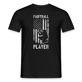 Joueur de paintball US Flag Paintballer Paintball - T-shirt homme - noir - Devant - AI Model Male 178 light (178cm)