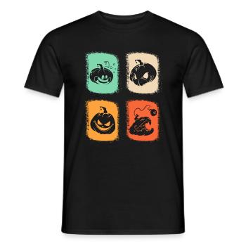 Funny Halloween Pumpkins Retro Halloween Pumpkin - Men's T-Shirt - black - Front - AI Model Male 178 light (178cm)