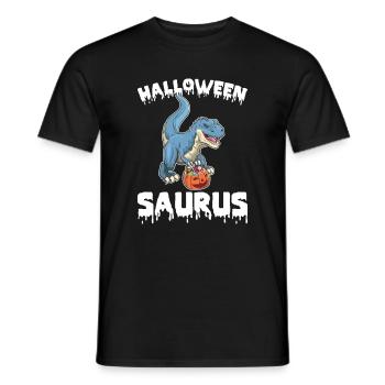 Halloween Dinosaur with Pumpkin Halloween Saurus - Men's T-Shirt - black - Front - AI Model Male 178 light (178cm)