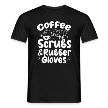 Coffee Scrubs & Rubber Gloves - Nursing Geriatric - Men's T-Shirt - black - Front - AI Model Male 178 light (178cm)