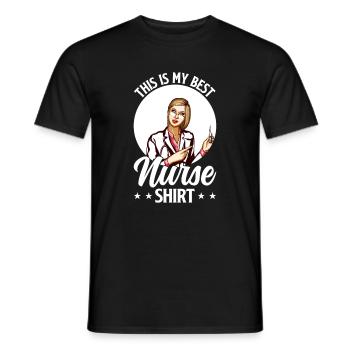 This Is My Best Nurse Shirt - Nursing Nurse - Men's T-Shirt - black - Front - AI Model Male 178 light (178cm)