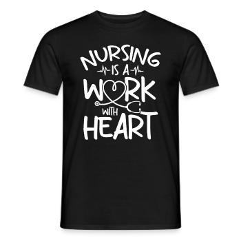 Les soins infirmiers sont un travail avec le cœur - Infirmière autorisée - T-shirt homme - noir - Devant - AI Model Male 178 light (178cm)