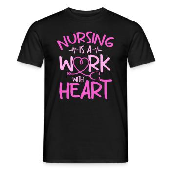Les soins infirmiers sont un travail avec le cœur - Nurse Life Hospital - T-shirt homme - noir - Devant - AI Model Male 178 light (178cm)
