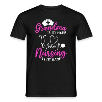 Grand-mère est mon nom L’allaitement est mon jeu - Grand-mère Nu - T-shirt homme - noir - Devant - AI Model Male 178 light (178cm)