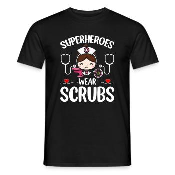 Nurse Nursing - Superheroes Wear Scrubs - Men's T-Shirt - black - Front - AI Model Male 178 light (178cm)
