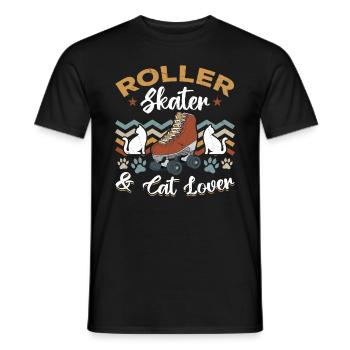 Patinage à roulettes Patineur à roulettes et amoureux des chats - T-shirt homme - noir - Devant - AI Model Male 178 light (178cm)