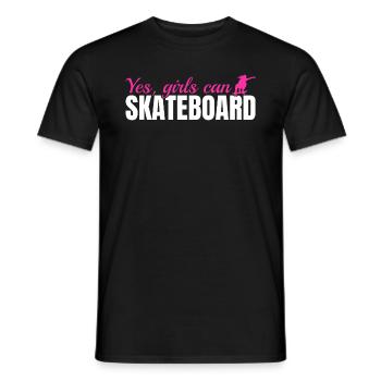 Skateboarder Skateboarding Girl - Yes, Girls Can S - Men's T-Shirt - black - Front - AI Model Male 178 light (178cm)