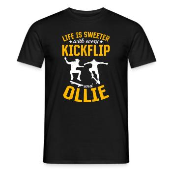 Skateboard - Life Is Sweeter With Every Kickflip A - Men's T-Shirt - black - Front - AI Model Male 178 light (178cm)