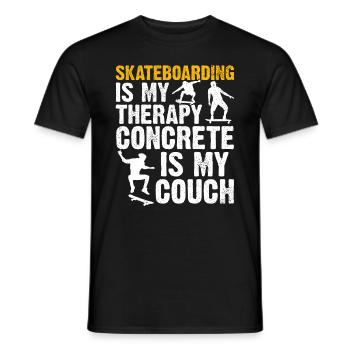 Skateboard Skateboarding Is My Therapy Concrete Is - Männer T-Shirt - Schwarz - Vorne - AI Model Male 178 light (178cm)