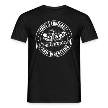 Les prévisions d’aujourd’hui : 100 % de chances de bras de fer - T-shirt homme - noir - Devant - AI Model Male 178 light (178cm)