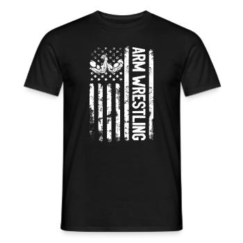 Arm Wrestler US Flag Arm Wrestling US Flag - Men's T-Shirt - black - Front - AI Model Male 178 light (178cm)