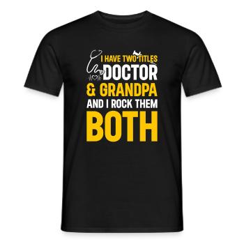 J’ai deux titres Docteur et Grand-père et je les berce - T-shirt homme - noir - Devant - AI Model Male 178 light (178cm)