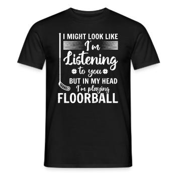 Citations de floorball Joueur de floorball jouant au floorbal - T-shirt homme - noir - Devant - AI Model Male 178 light (178cm)