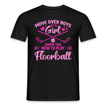 Floorball - Let This Girl Show You How To Play Flo - Männer T-Shirt - Schwarz - Vorne - AI Model Male 178 light (178cm)