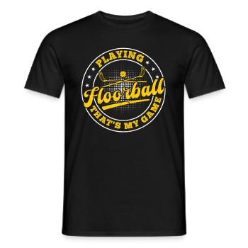 Jouer au floorball C’est mon jeu - Jeu de floorball - T-shirt homme - noir - Devant - AI Model Male 178 light (178cm)