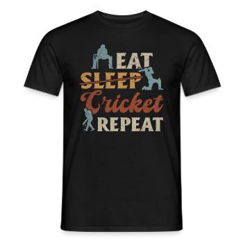 Eat Sleep Cricket Repeat - Funny Cricketing Cricke - Men's T-Shirt - black - Front - AI Model Male 178 light (178cm)