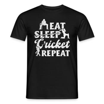 Eat Sleep Cricket Repeat - Joueur de cricket drôle - T-shirt homme - noir - Devant - AI Model Male 178 light (178cm)