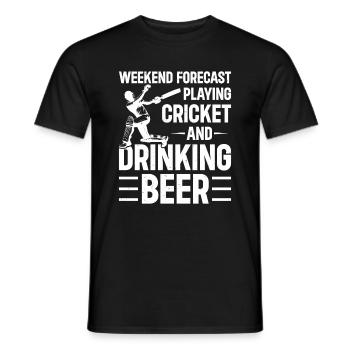 Weekend Forecast Playing Cricket And Drinking Beer - Männer T-Shirt - Schwarz - Vorne - AI Model Male 178 light (178cm)