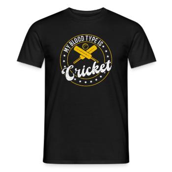 Joueur de cricket - Mon groupe sanguin est Crick - T-shirt homme - noir - Devant - AI Model Male 178 light (178cm)