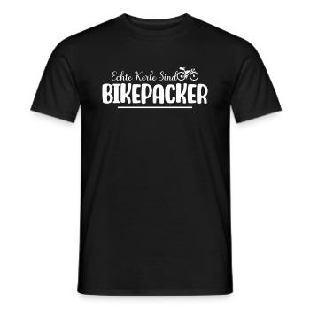 Real guys are bikepackers - Men's T-Shirt - black - Front - AI Model Male 178 light (178cm)