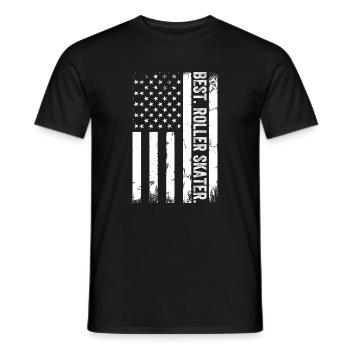 Best Roller Skater - Roller Skater US Flag Roller - Men's T-Shirt - black - Front - AI Model Male 178 light (178cm)