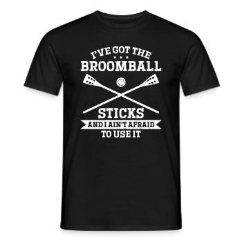 I've Got The Broomball Sticks And I Ain't Afraid T - Men's T-Shirt - black - Front - AI Model Male 178 light (178cm)