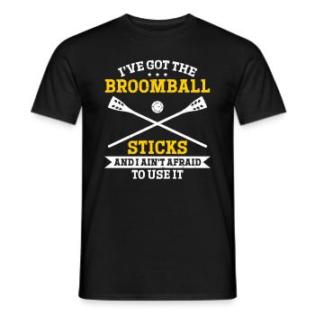 I've Got The Broomball Sticks - Funny Broomball S - Men's T-Shirt - black - Front - AI Model Male 178 light (178cm)