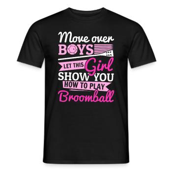 Broomball - Let This Girl Show You How To Play Bro - Men's T-Shirt - black - Front - AI Model Male 178 light (178cm)
