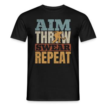 Unihockey - Aim Throw Swear Repeat - Floorball Pla - Männer T-Shirt - Schwarz - Vorne - AI Model Male 178 light (178cm)