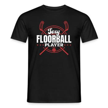 Joueur de floorball sexy - Joueur de floorball unihockey - T-shirt homme - noir - Devant - AI Model Male 178 light (178cm)
