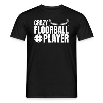 Jeu de floorball Unihockey - Joueur de floorball fou - T-shirt homme - noir - Devant - AI Model Male 178 light (178cm)