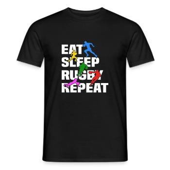Eat Sleep Rugby Repeat - Rugby Player Rugby Sport - Männer T-Shirt - Schwarz - Vorne - AI Model Male 178 light (178cm)