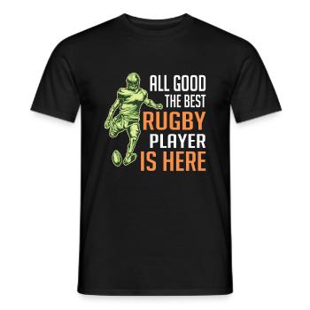 All good the best Rugby Player is here - Funny Rug - Männer T-Shirt - Schwarz - Vorne - AI Model Male 178 light (178cm)