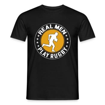 De vrais hommes jouent au rugby - Jouer au rugby - T-shirt homme - noir - Devant - AI Model Male 178 light (178cm)