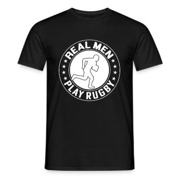 Joueur de rugby - Les vrais hommes jouent au rugby - T-shirt homme - noir - Devant - AI Model Male 178 light (178cm)
