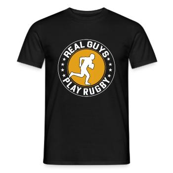 De vrais gars jouent au rugby - Jouer au rugby - T-shirt homme - noir - Devant - AI Model Male 178 light (178cm)
