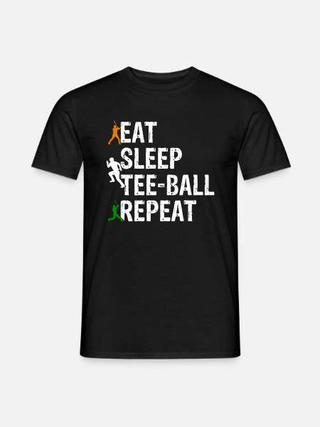 Eat Sleep Tee-ball Repeat - Männer T-Shirt - Schwarz