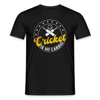 Cricket is my cardio - Funny Cricketer Cricketing - Men's T-Shirt - black - Front - AI Model Male 178 light (178cm)