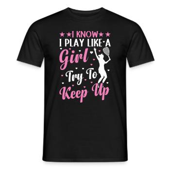 Je sais que je joue comme une fille essaie de suivre le rythme - Raquette - T-shirt homme - noir - Devant - AI Model Male 178 light (178cm)