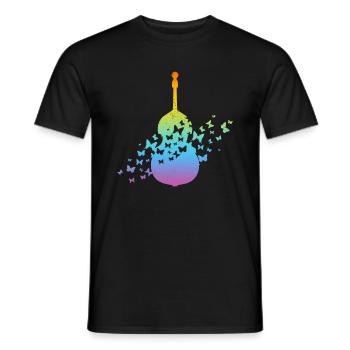 Double Bass Instrument With Butterflies - Männer T-Shirt - Schwarz - Vorne - AI Model Male 178 light (178cm)