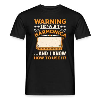 Harmonica Player Funny Harmonica Player - Männer T-Shirt - Schwarz - Vorne - AI Model Male 178 light (178cm)