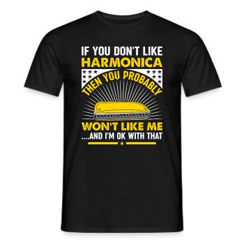 Harmonica Musiciain Harmonica Player Harmonica Lov - Männer T-Shirt - Schwarz - Vorne - AI Model Male 178 light (178cm)