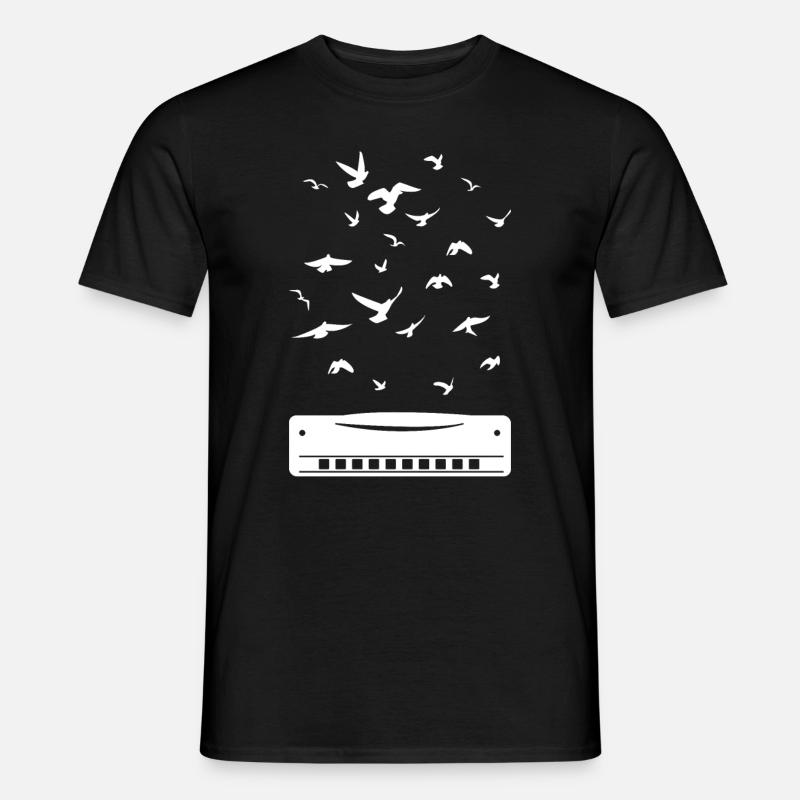 Playing Harmonica Player Harmonica Instrument - Männer T-Shirt - Schwarz