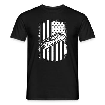 Harmonica US Flag Harmonica Musician Harmonica Ins - Männer T-Shirt - Schwarz - Vorne - AI Model Male 178 light (178cm)