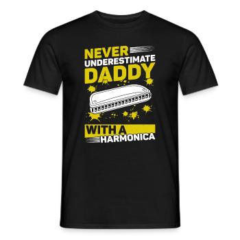 Never Underestimate Daddy With A Harmonica Musicia - Männer T-Shirt - Schwarz - Vorne - AI Model Male 178 light (178cm)