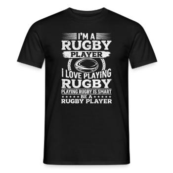 I love playing Rugby Playing Rugby is smart Be a R - Men's T-Shirt - black - Front - AI Model Male 178 light (178cm)