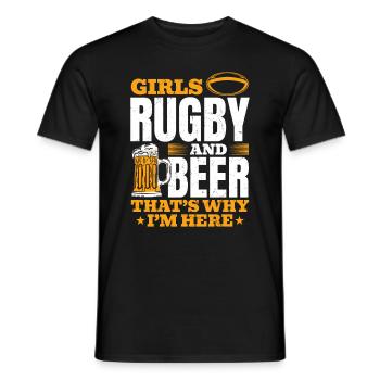 Le rugby féminin et la bière, c’est pour ça que je suis là - Rugby Q - T-shirt homme - noir - Devant - AI Model Male 178 light (178cm)